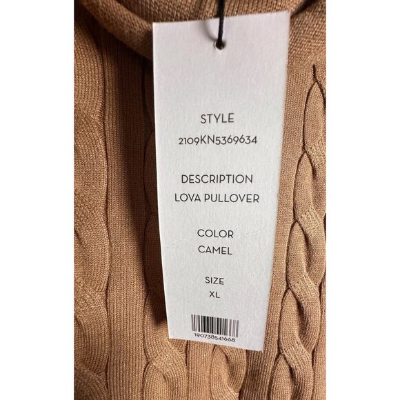 NWT Veronica Beard Lova Pullover Cable Knit Turtleneck Sweater Camel Women Sz XL - Picture 2 of 16